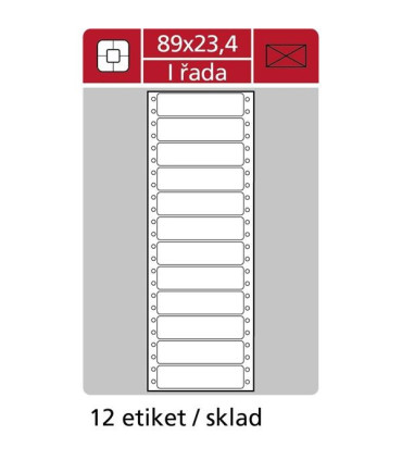 Tabelační jednořadé etikety, 89 x 23,4 mm, 6000 ks