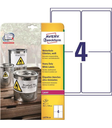 Velmi odolné etikety bílé, 99,1x139 mm, 80 ks