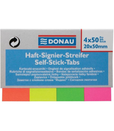 Záložky Donau - pap., 20x50 mm, 4x 50, mix barev