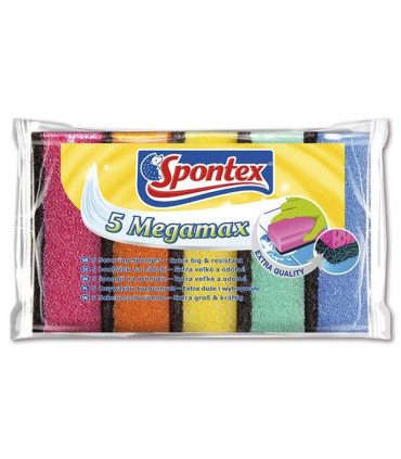 Houbička na nádobí Spontex- Megamax, barevné, 5 ks