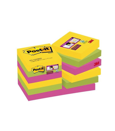Bločky Post-it Super Sticky Rio 47,6x47,6 mm,12 ks