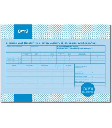 Záznam o provozu vozidla nákladní dopravy