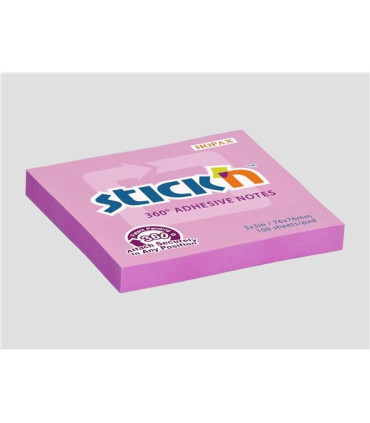 Bloček 360 Stick'n by Hopax, 76 x 76 mm, růžový