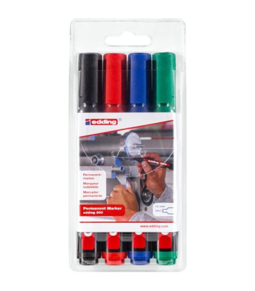 Permanentní popisovač edding 300, kulatý, 4 barvy