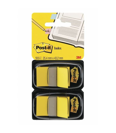 Záložky Post-it v zásobníku, žluté, 2x 50 záložek