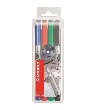 Permanentní popisovač Stabilo Write, S, 4 barvy