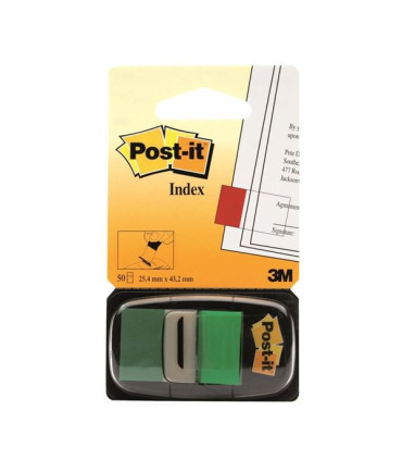 Záložky Post-it, 25,4x43,2 mm, zelené, 50 záložek