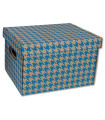 Dekorativní krabice EMBA s víkem, 22,5 x 20 x 30 cm, modrý tisk, 2ks