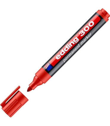 Permanentní popisovač edding 300, kulatý, červený