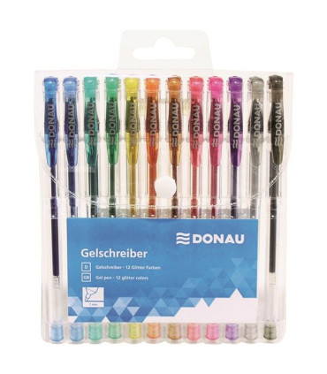 Gelový roller Donau, sada třpytivých barev, 12 ks
