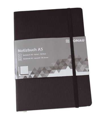 Zápisník DONAU, A5, čtverečkovaný, černý