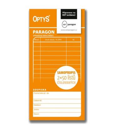 Paragon obchodní NCR, číslovaný