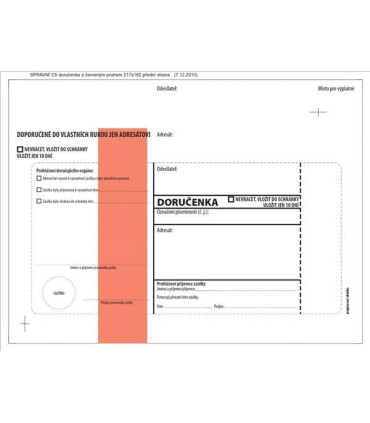 Doručenka C5 červená, 100 ks,  21,7 x 16,2 cm