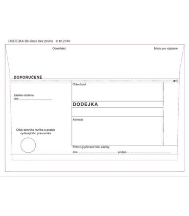 Dodejky B6 - bez pruhu, samolepicí, 100 ks