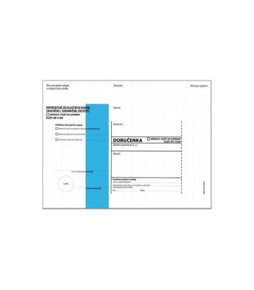 Doručenka C5 modrý pruh, propis., s poučením,1000 ks, (22,9 x 16,2 cm)