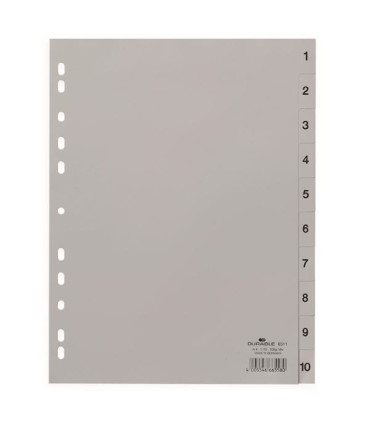 Plastový rozlišovač Durable - A4, šedý, 1-10