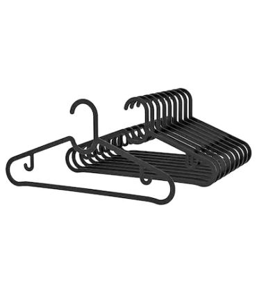 Praktické černé plastové ramínko - balení 10 Ks