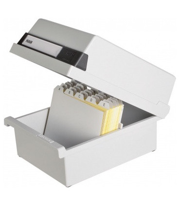 Kartotéka HAN A6 - s víkem, 177 x 140 x 250 mm, na šířku, světle šedá