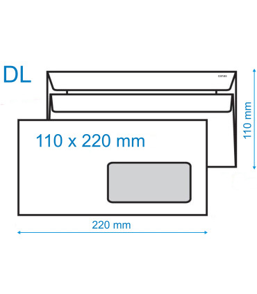 Obálky DL - samolepicí s okénkem vpravo, 1000 ks