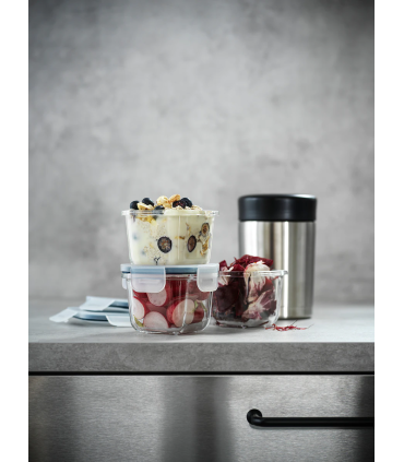 Dóza na potraviny s víkem, čtvercový/sklo, 180 ml, 3 ks