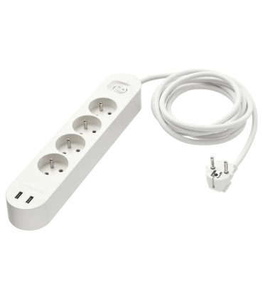 Prodlužovací kabel, 4 zásuvku, 2 USB porty, bílá 3.0 m