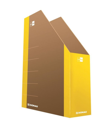 Stojan na časopisy Donau Life - 8 cm, neonový žlutý, kartonový, 1 ks