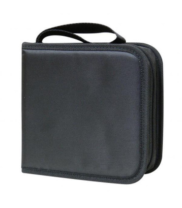 Box na 40 ks CD, textil, černý, album, zip, Logo