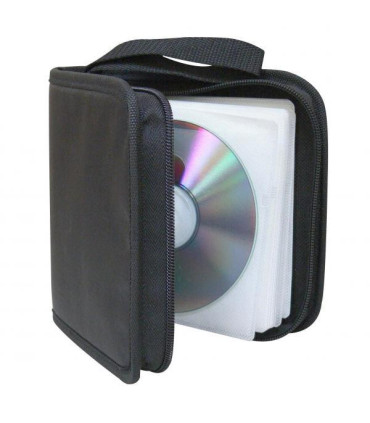 Box na 40 ks CD, textil, černý, album, zip, Logo
