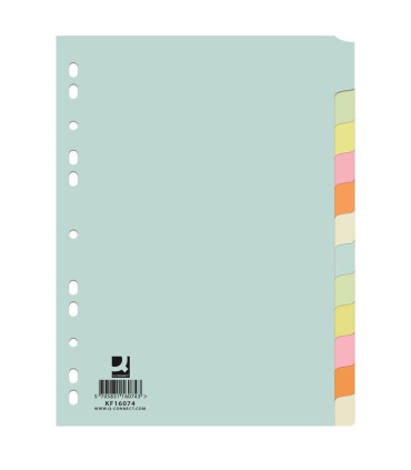 Papírové rozlišovače Q-Connect - A4, barevné, 12 listů