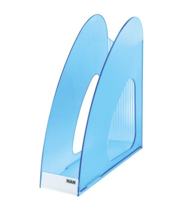 Stojan na časopisy TWIN - plast., transparentní modrý