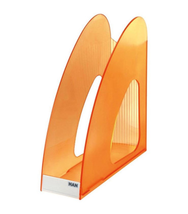 Stojan na časopisy TWIN - plastový, transparentní oranžový