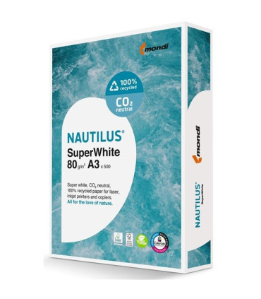 Recyklovaný papír Nautilus Superwhite - A3, zářivě bílý, 80 g/m2, CIE 150, 500 listů