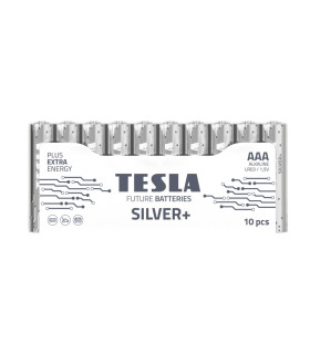 Alkalické baterie Tesla SILVER+ - 1,5V, LR03, typ AAA, 10 ks