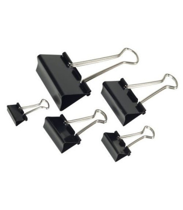 Kovové klipy - 19 mm, černé, 12 ks