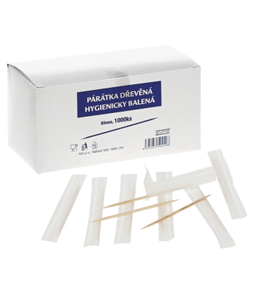 Dřevěná párátka jednotlivě hygienicky balená, 1000ks