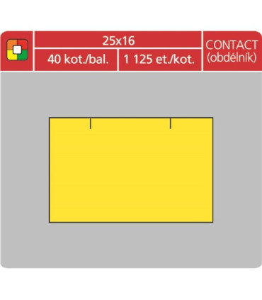 Cenové etikety CONTACT - 25x16, 1125 ks, žluté