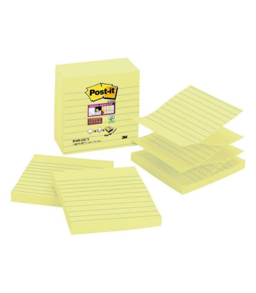 Z-bločky Post-it Super Sticky - 101 × 101 mm, světle žluté, linkované, 5 ks