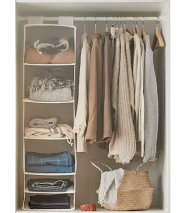 Úložný díl se 6 přihrádkami, bílá 35x45x125 cm