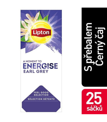Černý čaj Lipton Energise - Earl grey, 25 x 2 g