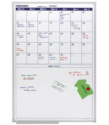 Plánovací tabule Franken VO-18, Měsíční plánování, 90 x 60 cm