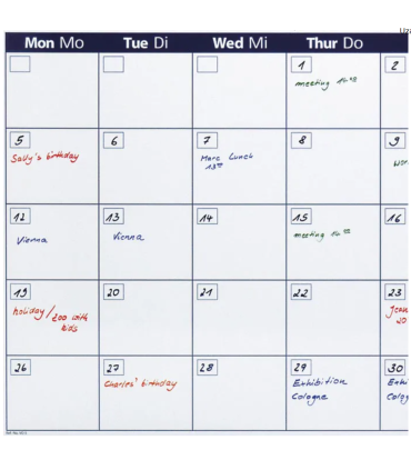 Plánovací tabule Franken VO-18, Měsíční plánování, 90 x 60 cm