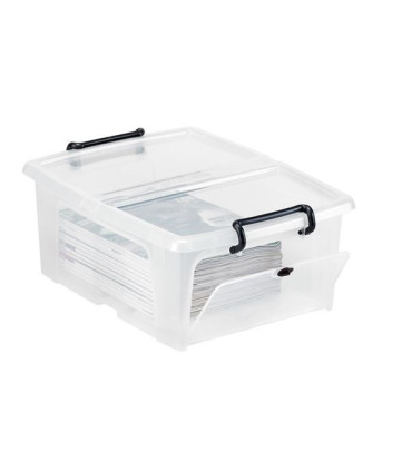 Plastová krabice Strata - přední otevírání, transparentní, 20 l