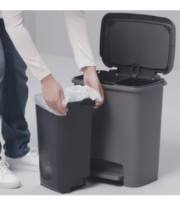Odpadkový koš s pedálem pro třídění odpadu, tmavě šedá, 25 l, 2v1