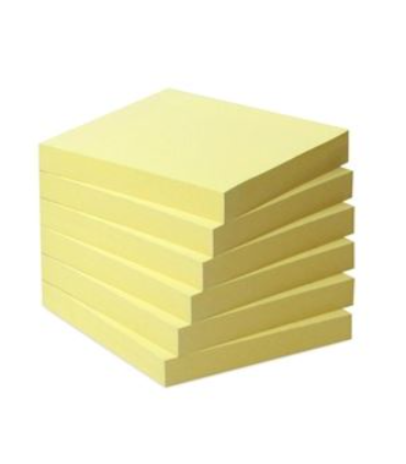 Z-bločky recyklované, žluté, 6 ks (600 lístků v balení)