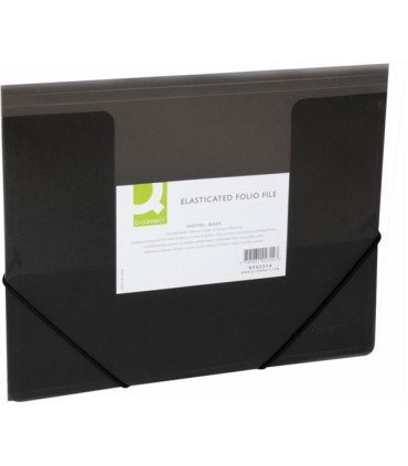 Desky Q-Connect A4 s gumičkou, transparentní, černá