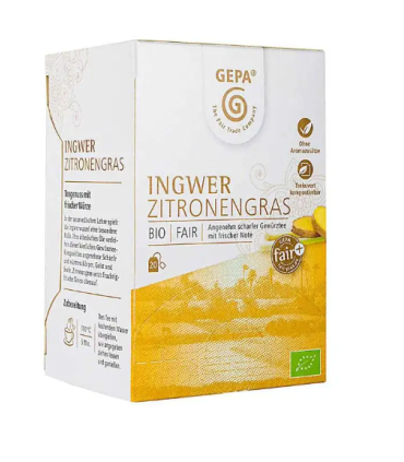 Bylinný čaj Gepa - zázvor s citrónovou trávou, bio, 20 x 1,5 g