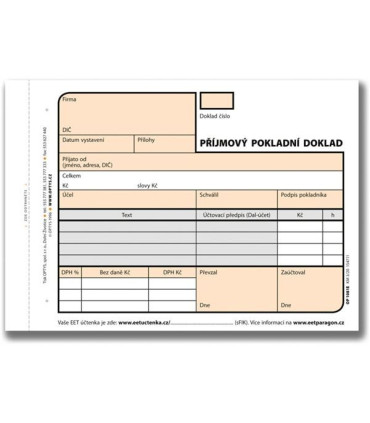 Příjmový pokladní doklad, číslovaný