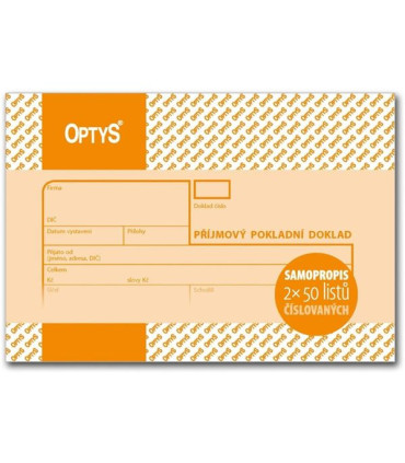Příjmový pokladní doklad, číslovaný