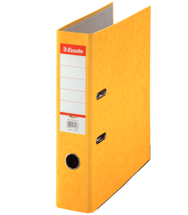 Pákový pořadač Esselte - A4, kartonový, šíře hřbetu 7,5 cm, žlutý