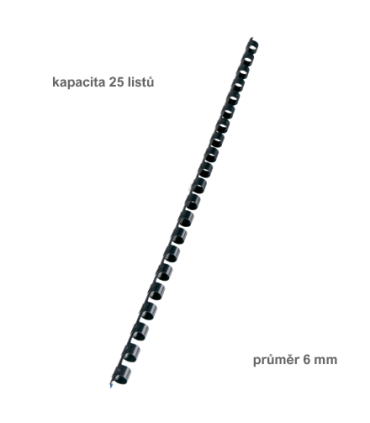 Hřbety plastové GBC 6 mm, černé, 100 ks